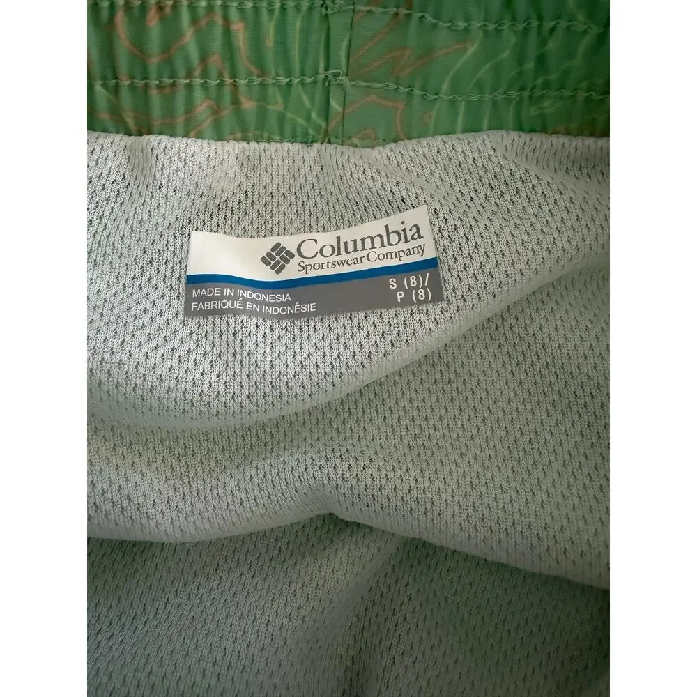 NWT Columbia Boys Green Printed PFG Super Backcast Board Shorts Youth Size Small
